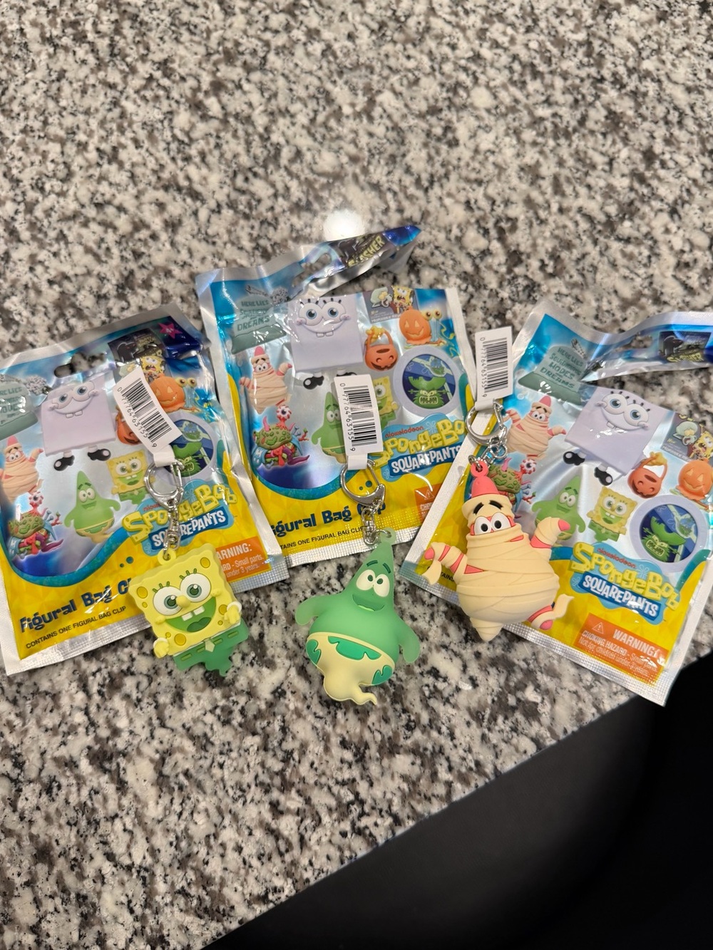 Viral Halloween SpongeBob SquarePants Figural Bag Clip Mystery Pack bundle of 3